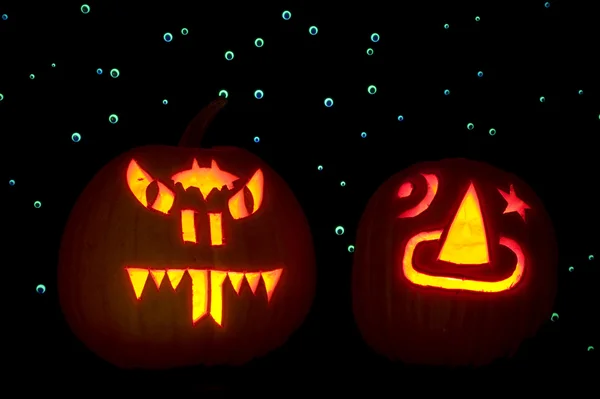 stock image Two Carved Pumpkins