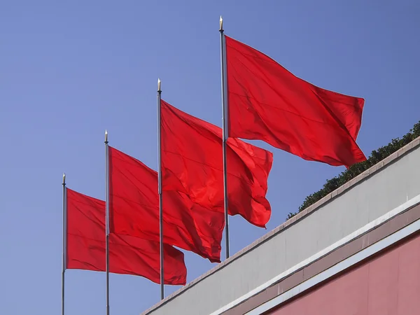 Négy piros zászlók — Stock Fotó