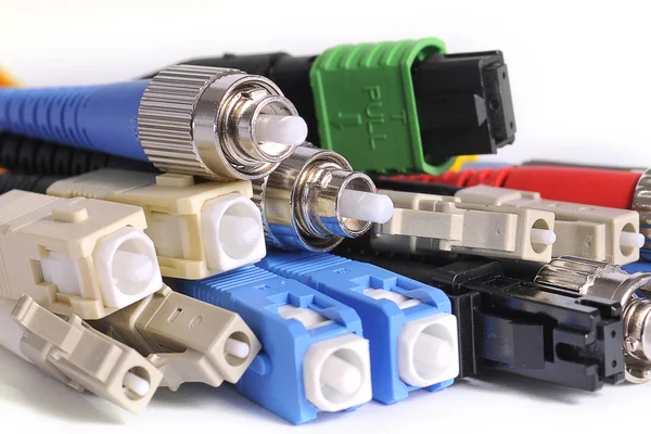 Conectores de fibra óptica colores —  Fotos de Stock