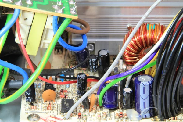 Placa de circuito de la fuente de alimentación de una computadora — Foto de Stock