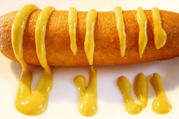 Corn Dog With Mustard — Stock Photo, Image