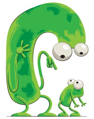 Parent and child (green creatures) clipart