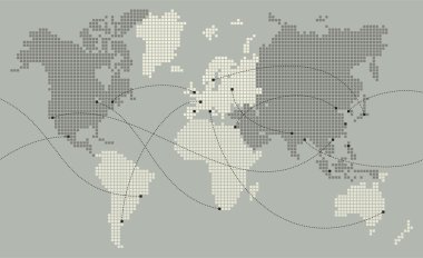 World map made out of small squares clipart