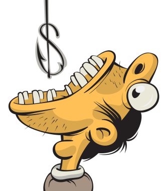 Man greedy for money clipart