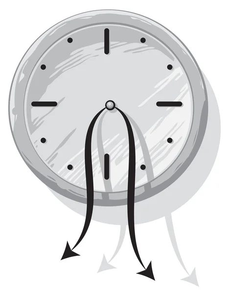 Horloge avec des pointeurs suspendus faibles — Image vectorielle