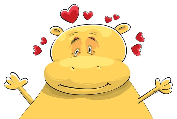 Happy Hippopotamus ใน ความรัก — ภาพเวกเตอร์สต็อก