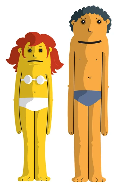 Plaj kız ve erkek — Stok Vektör