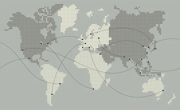 Carte du monde faite de petits carrés — Image vectorielle
