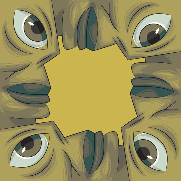 Fotoram bildas av fyra ansikten — Stock vektor