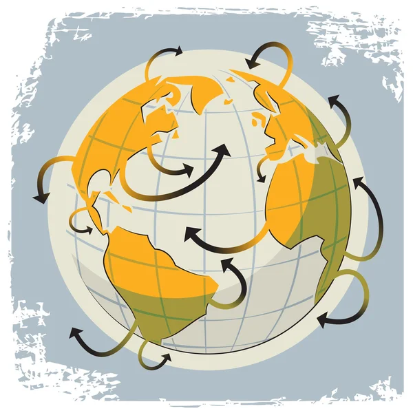 Globe et flèches — Image vectorielle