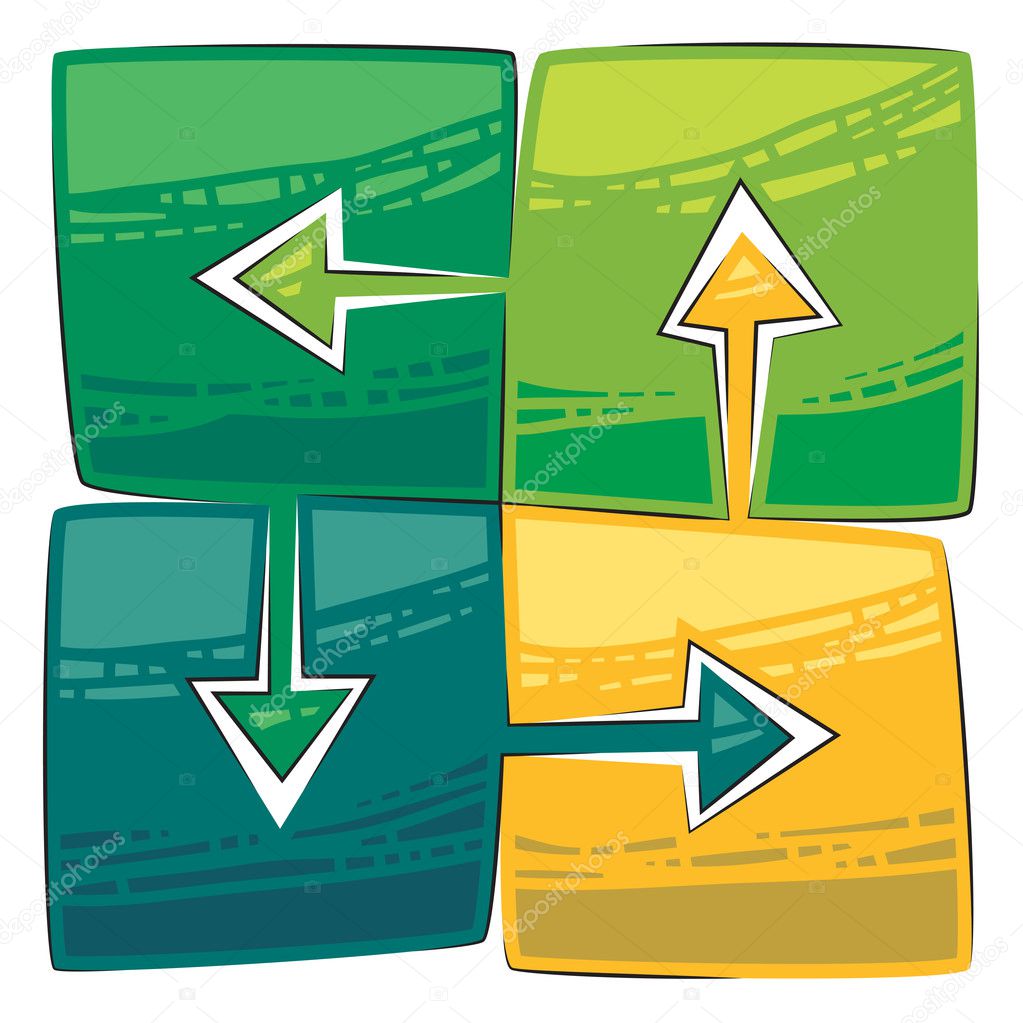 Four green arrows