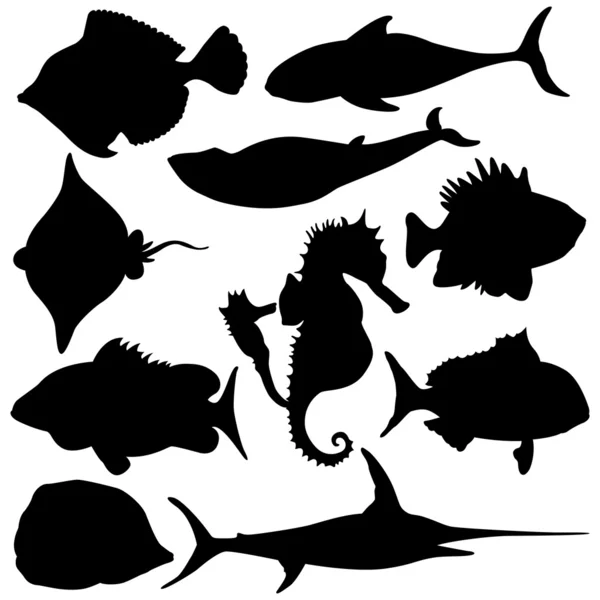 Silhouettes de poissons vecteurs — Image vectorielle