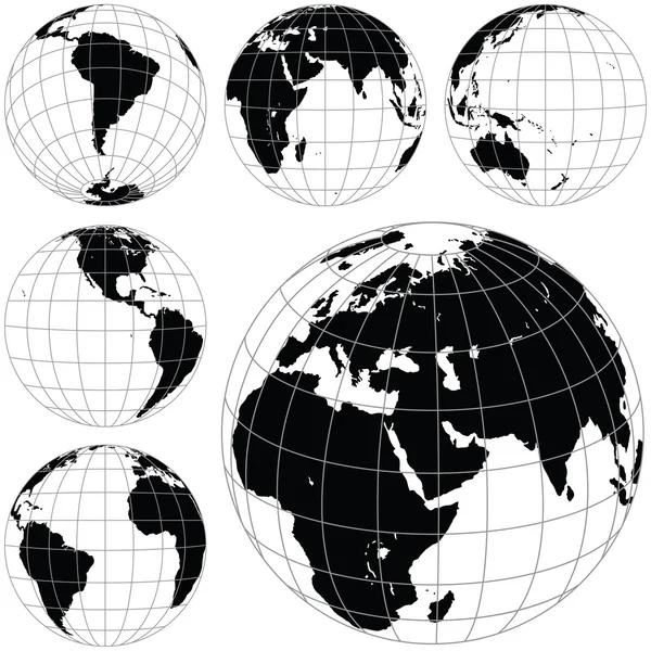 黑色和白色矢量地球地球仪 — 图库矢量图片#