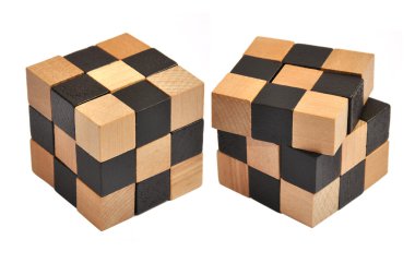 Wooden cube puzzle clipart