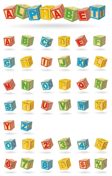 Alphabet sur un cube de bébé — Image vectorielle