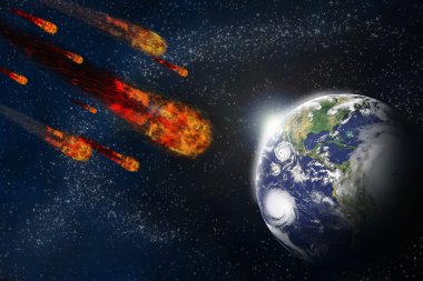 asteroid ve dünya gezegeninde starfield arka plan. Hüseyin