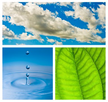 Environmental theme abstract background - gray clouds and blue s clipart