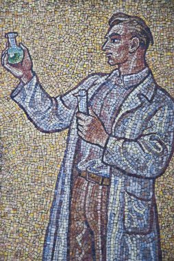 Mozaik duvar astronomik saati, olomouc şehir - çek adam