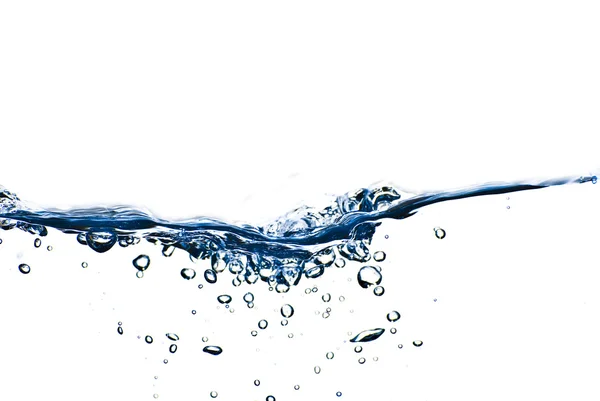 Éclaboussures isolées d'eau bleue avec bulles et gouttes d'eau - abdos — Photo