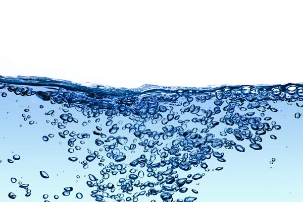 Isolated blue water splashing with bubbles and water drops - abs — Stock Photo, Image