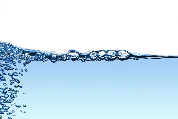 Elszigetelt kék víz, fröccsenő buborékok és a víz csepp - abs — Stock Fotó