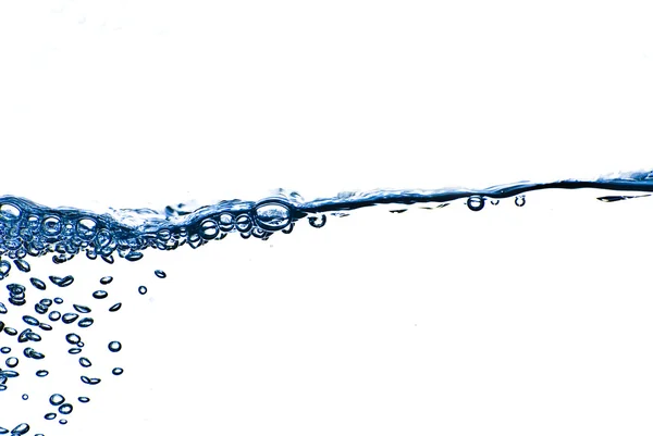Éclaboussures isolées d'eau bleue avec bulles et gouttes d'eau - abdos — Photo