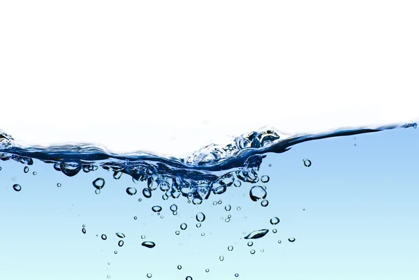 Salpicos de água azul isolado com bolhas e gotas de água - abs — Fotografia de Stock