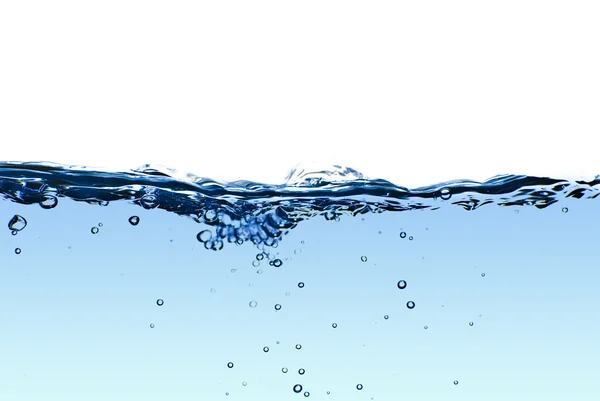 Agua azul aislada salpicando con burbujas y gotas de agua - abs —  Fotos de Stock