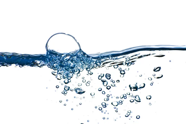 Salpicos de água isolados com bolhas e gotas de água - resumo — Fotografia de Stock