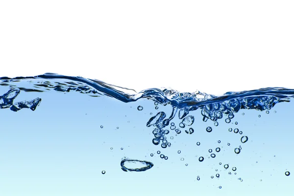 Ізольовані бризки води з бульбашками та краплями води - абстрактні — стокове фото