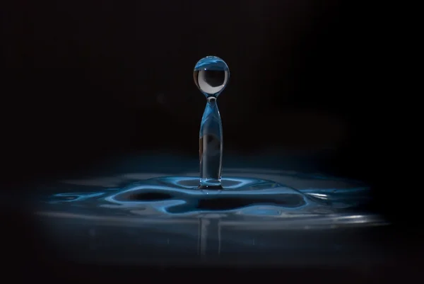 Καθαρό μπλε σταγόνα νερό πιτσίλισμα στο καθαρό νερό. αφηρημένο μπλε — Φωτογραφία Αρχείου