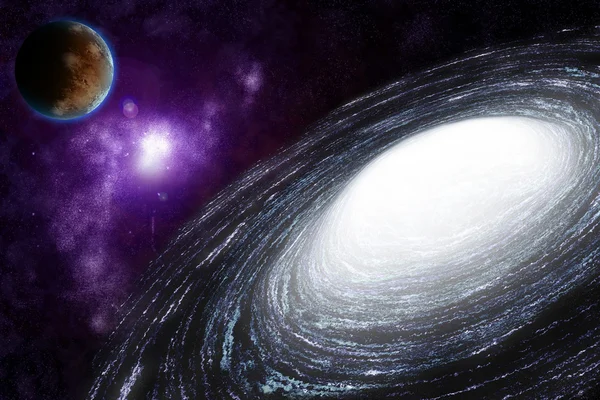 渦巻銀河である深宇宙 - 抽象的な背景 — ストック写真