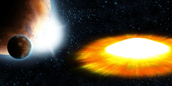 Αστέρι, πλανήτη έκρηξη σουπερνόβα, αφηρημένα φόντο — Φωτογραφία Αρχείου