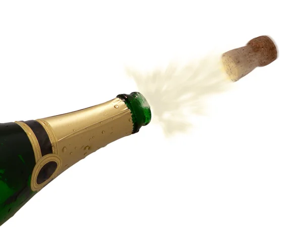 Beyaz arka plan üzerinde izole şampanya ile mutlu yeni yıl