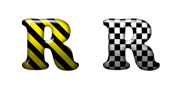 Exclusive collection letters with danger stripes and chess squar — Stock Photo, Image