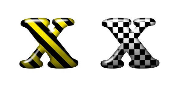 Exkluzív kollekció betűket veszély csíkok és sakk nég위험 줄무늬와 체스 squar와 독점 컬렉션 편지 — 스톡 사진