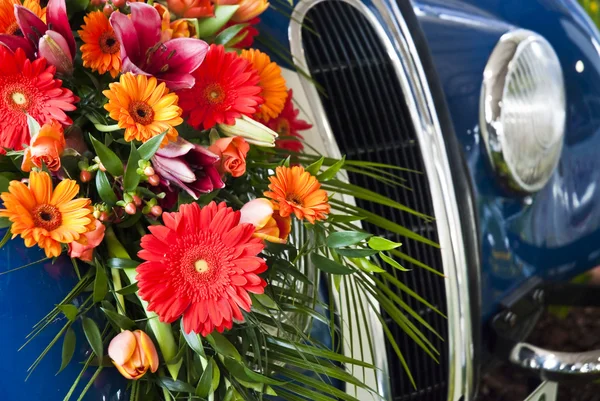 Flowers on the car radiator — Stock Photo, Image