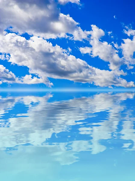 stock image Scenery background - clouds in blue sky reflection in water