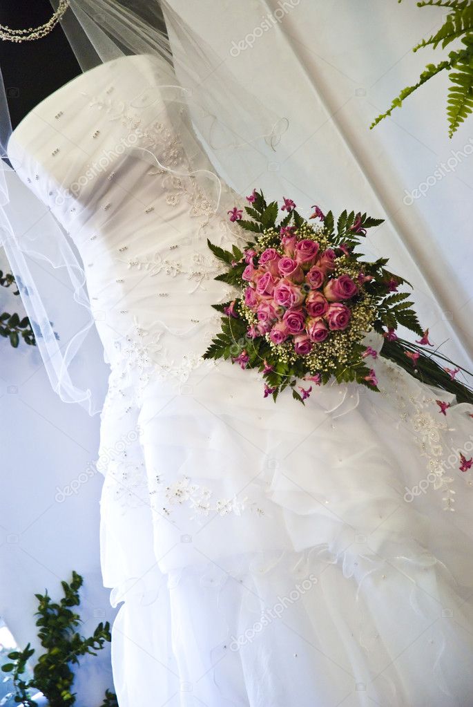 Beautiful white wedding gown
