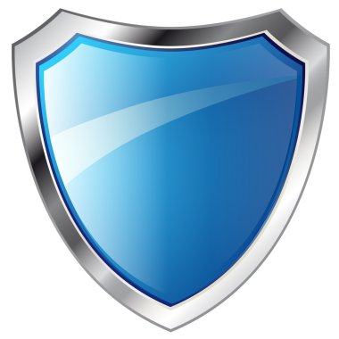 Vector illustration - abstract blue shiny metal shield - isolate