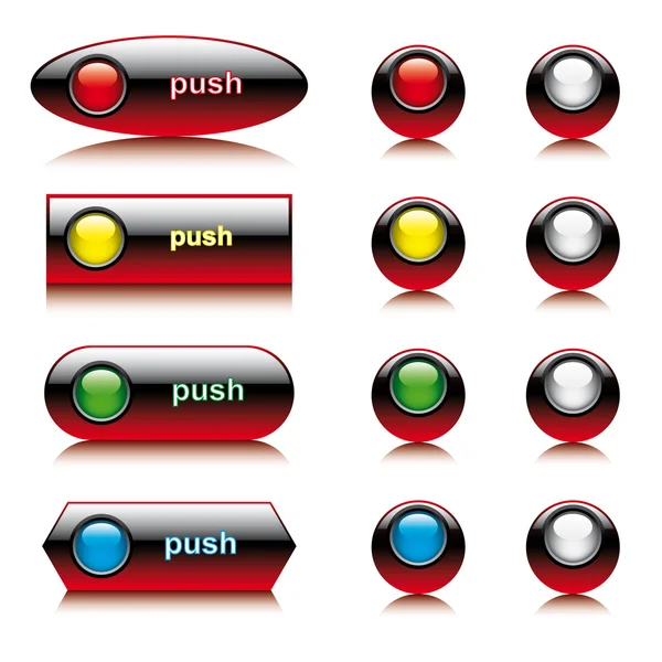 Conjunto de ilustrações vetoriais de botões brilhantes abstratos para web e co —  Vetores de Stock