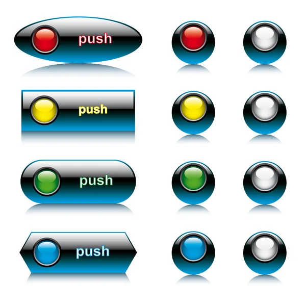 Vektor illustration uppsättning abstrakta blanka knappar för web och co — Stock vektor