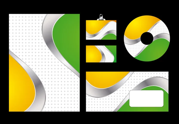 Yeşil ve sarı kurumsal kimlik vektör Illustration. Letonyalı — Stok Vektör