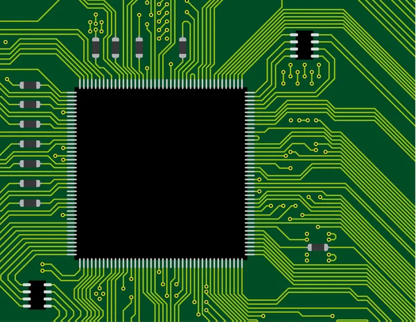 緑の回路基板のベクトル イラスト。技術を抽象的な bac — ストックベクタ