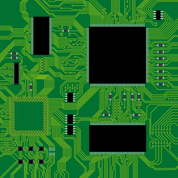 绿色电路板矢量插画。抽象的技术 bac — 图库矢量图片