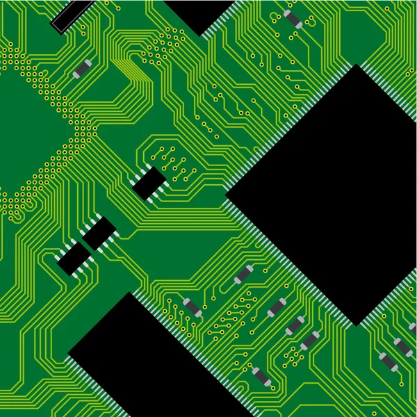 Green circuit board vector illustration. Abstract technology bac — Stock Vector