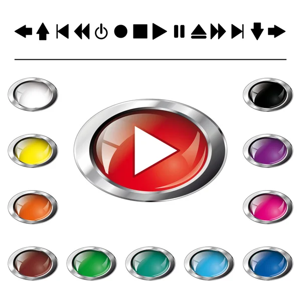 Set - collection of vector illustration shiny and glossy button — Stock Vector