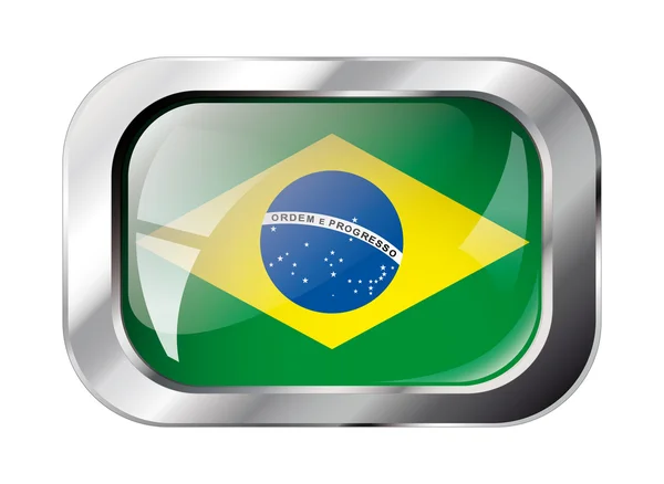 Brezilya parlak düğme bayrak illüstrasyon vektör. izole soyut — Stok Vektör