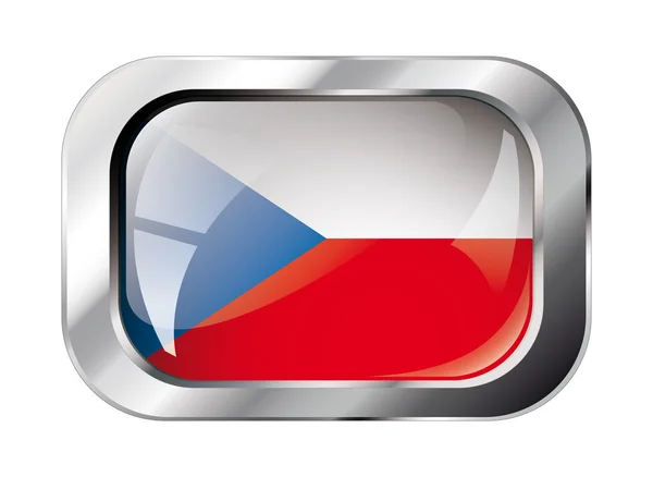 Czech shiny button flag vector illustration. Isolated abstract o — Stock Vector