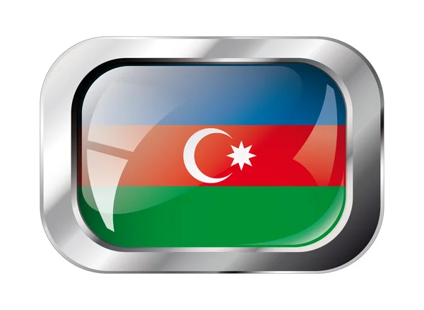 Azerbaijan shiny button flag vector illustration. Isolated abstr — Stock Vector